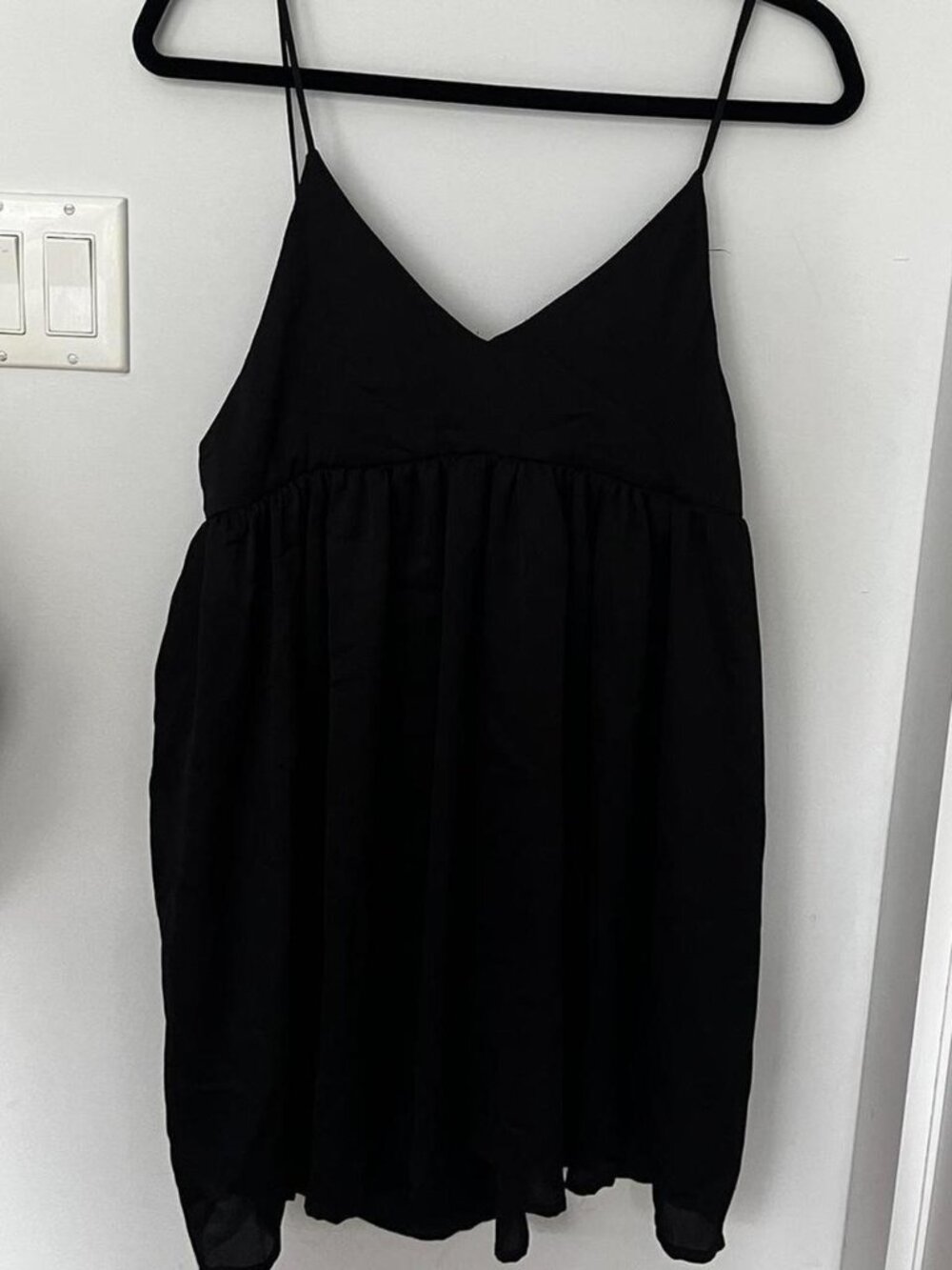 Black babydoll shift dress with low back size small from Italy